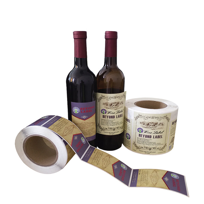 OEM CHigh quality printing wine bottles labels adhesive paper sticker