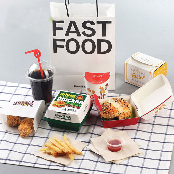 Disposable printing foldable food grade paper burger box