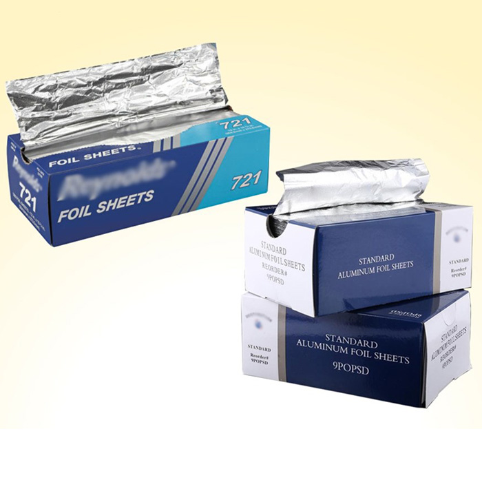 Pre-cut interfolded pop up aluminum foil sheets