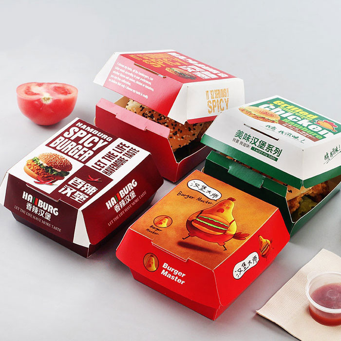 Disposable printing foldable food grade paper burger box