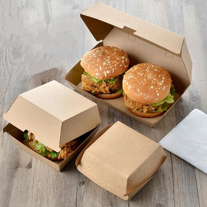 Disposable printing foldable food grade paper burger box