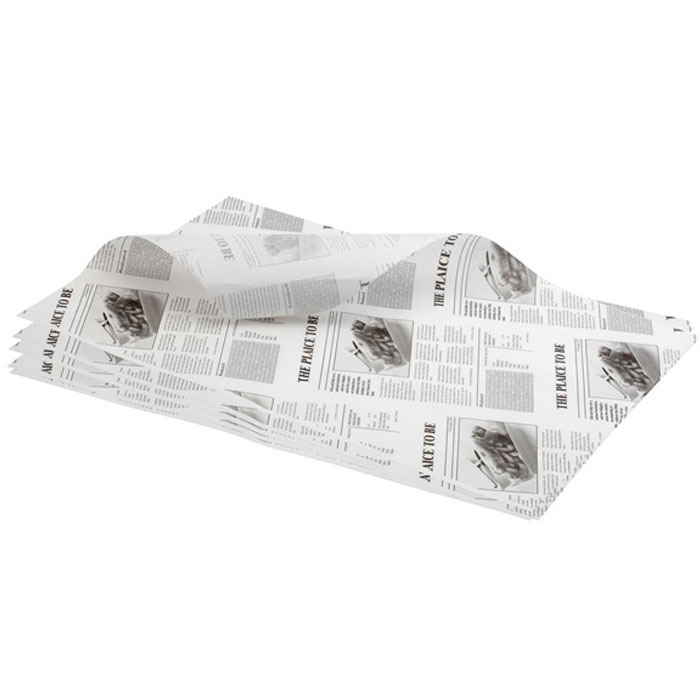 White Newspaper Print Greaseproof Paper Sheet